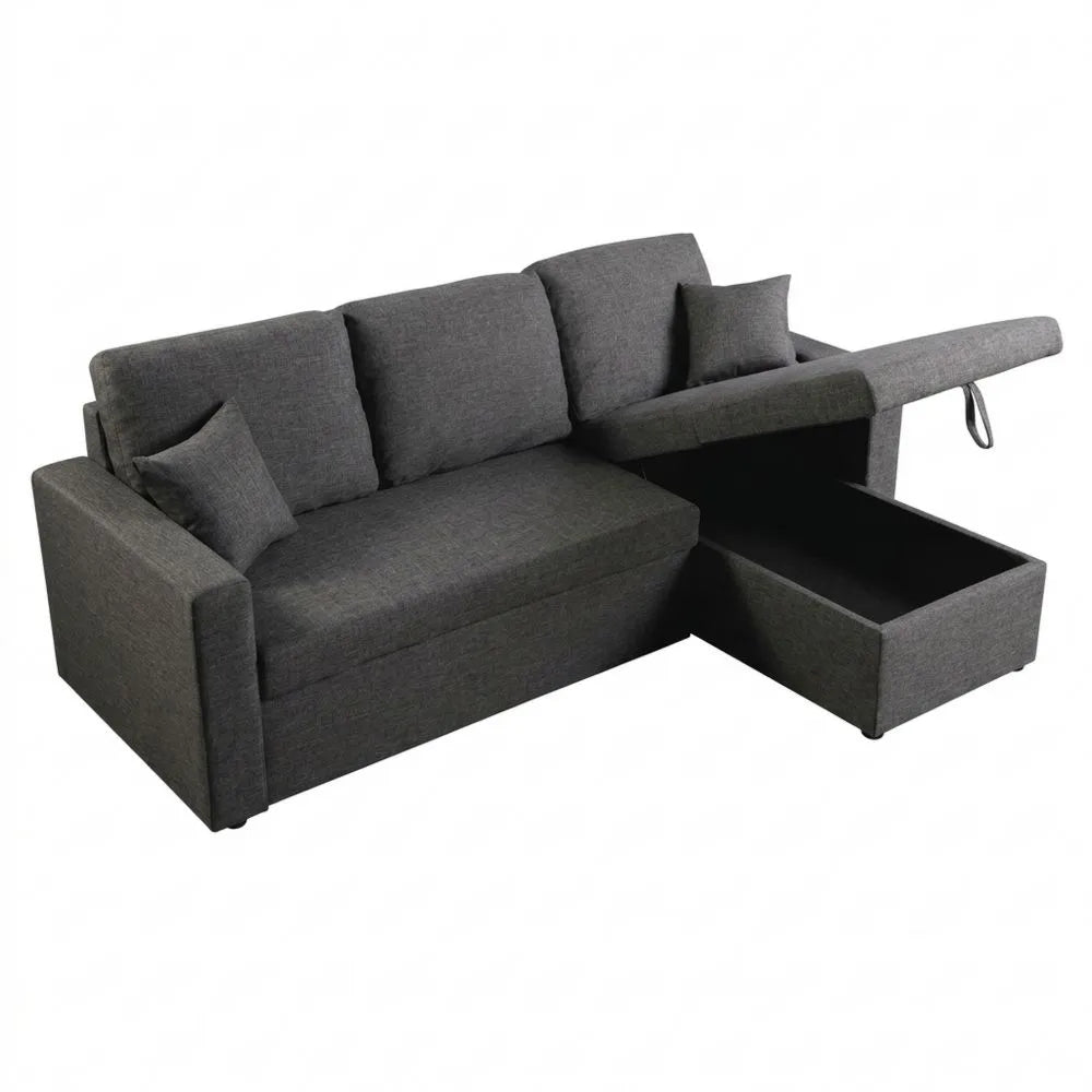 Reversibles Ecksofa mit Schlaffunktion und Stauraum - 3-Sitzer - Grau