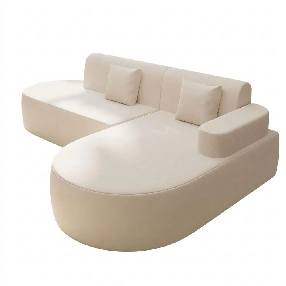 Ecksofa mit freier Installation, L-förmige Couch, weiß, rechte Armlehne