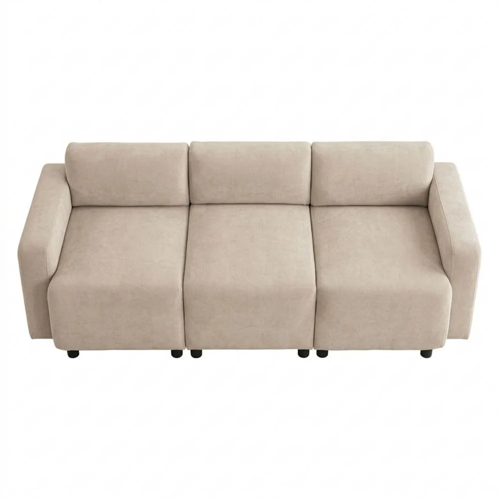 3-Sitzer Sofa mit Modernem Design, Bequeme Chenillestoffpolsterung, Ideal für Wohnzimmer oder Gästezimmer, Beige