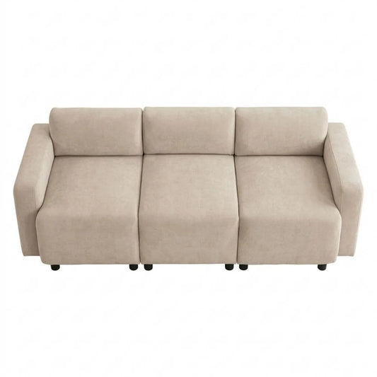 3-Sitzer Sofa mit Modernem Design, Bequeme Chenillestoffpolsterung, Ideal für Wohnzimmer oder Gästezimmer, Beige