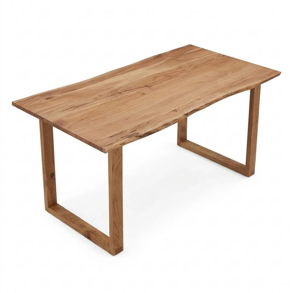 Massiver Esstisch 140x80 cm aus Akazienholz mit U-Gestell