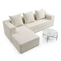 Ecksofa mit Schlaffunktion und Rutschfester Oberfläche, Geräumige Wohnlandschaft in Creme