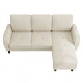 Elegantes Ecksofa mit Chaiselongue in Beige, 3-Sitzer